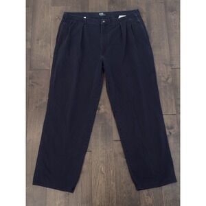 Vintage Polo Ralph Lauren Chino Classic Pleated Navy Pants 42X32 Made USA 90's
